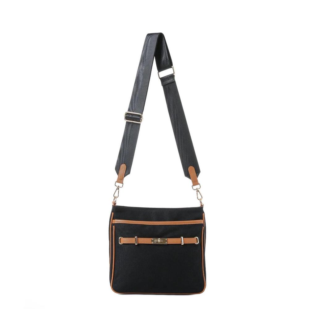 NEW HAUTE SHORE women's kelly crossbody bag in black/saddle